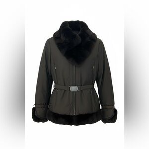 MaxMara Brown Fur-Trimmed Puffer Jacket Coat